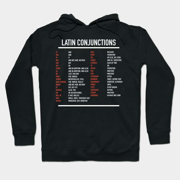 Latin Conjunctions Hoodie by Hidden Verb